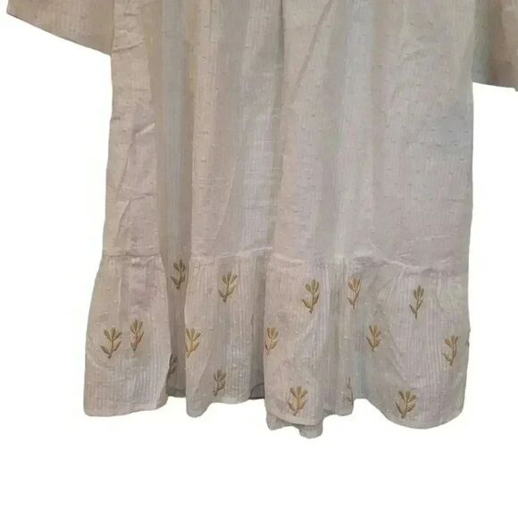 LOV Women's Off-White Cotton & Gold Floral-Embroidered Dress - Picture 12 of 15